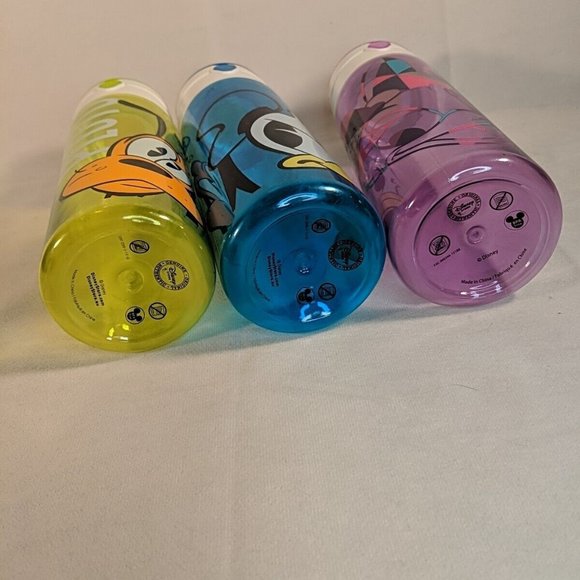 3 Disney Store Colorful Water Bottles Plastic BPA Free Pluto Donald Daisy Travel - Picture 6 of 13